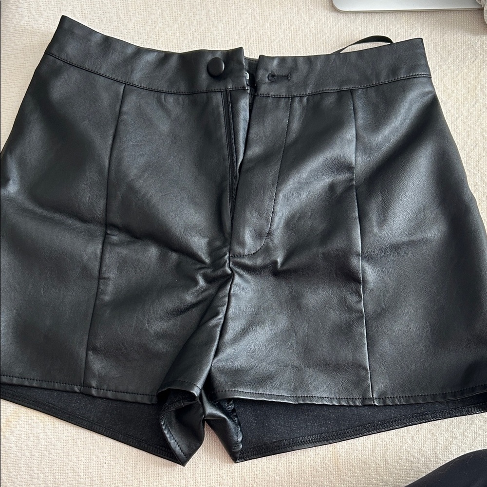 Missguided Black Faux Leather High Waist Shorts